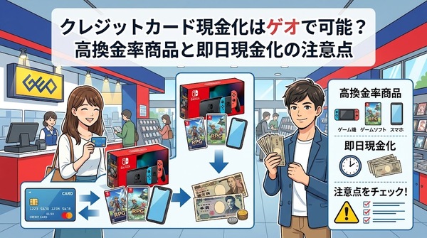 クレジットカード現金化はゲオで可能？高換金率商品と即日現金化の注意点